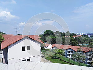 Student dormitories with orange roofsin Singapore photo