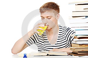 Student drink diet supplement while learning