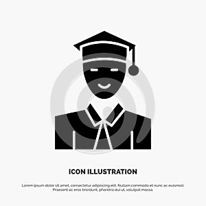 Student, Education, Graduate, Learning Solid Black Glyph Icon