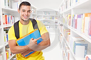 Student education showing pointing marketing ad advert young man people copyspace copy space library