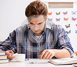 Student entomologist studying new species of butterflies