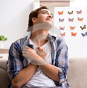 Student entomologist studying new species of butterflies