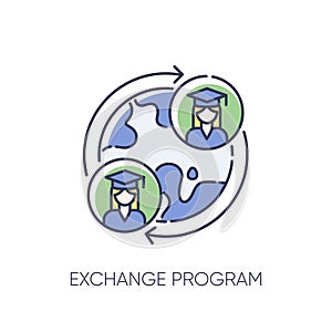 Student exchange program RGB color icon photo