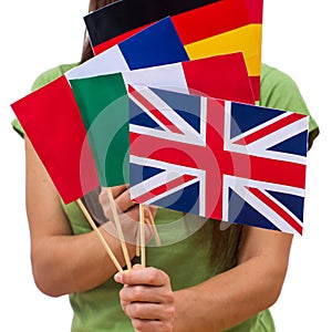 Student Female with International Flags