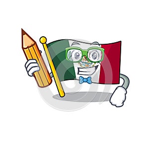 Student flag mexico character in mascot shaped