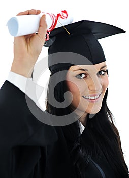 Student girl in an academic gown,