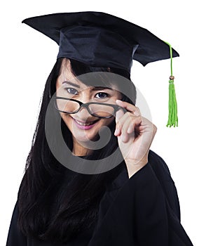 Student girl in an academic gown