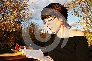 Student girl with ashberries