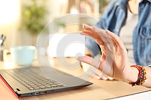 Student girl hand showing blank credit card to camera