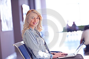 Student girl with laptop computer