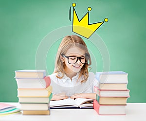 Student girl reading books at school