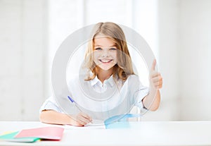 Student girl studying at school