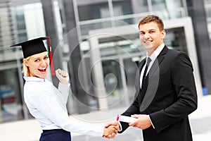 Student at graduation ceremony