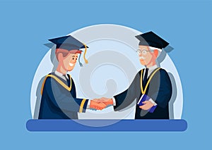 Student graduation in college academic concept in cartoon illustration vector