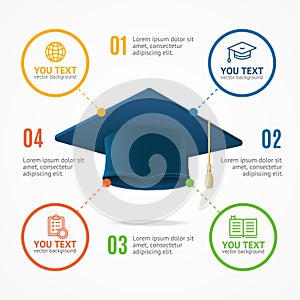 Student Hat Menu Infographic Option Banner Card. Vector