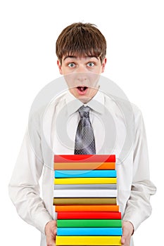 Student Holding Pile of the Books