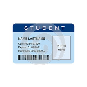 Student ID card. Place for photo