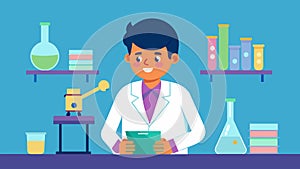 A student in a lab coat diligently working in a research laboratory after school saving the money she earns to fund her