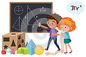 Student learning math using blackboard