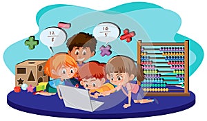 Student learning math using computer