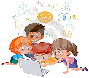 Student learning math using electronic device