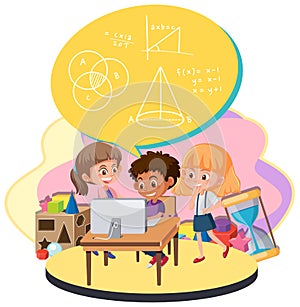 Student learning math using electronic device