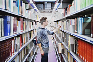 Student in the library of university