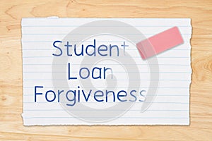 Student Loan Forgiveness message on ruled paper