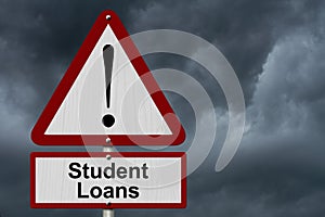 Student Loans Caution Sign