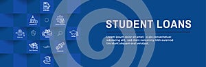Student Loans Icon Set with Web Header Banner