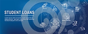 Student Loans Icon Set with Web Header Banner