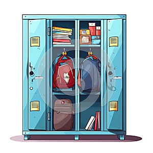 Student locker, Back to school cartoon style high quality ai image generated