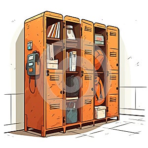 Student locker, Back to school cartoon style high quality ai image generated