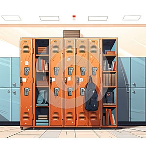 Student locker, Back to school cartoon style high quality ai image generated