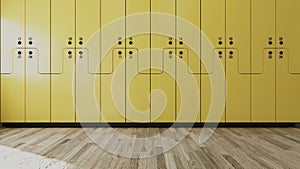 Student locker in modern empty classroom concept 3D rendering