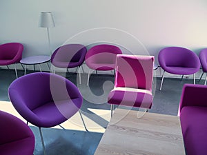 Student lounge: purple chairs