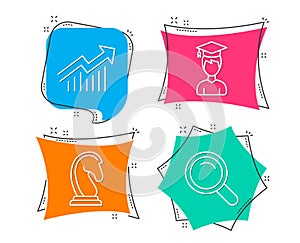 Student, Marketing strategy and Demand curve icons. Search sign.