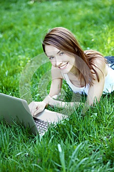 Student with notebook outdoor