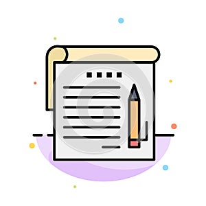 Student, Notes, Note, Education Abstract Flat Color Icon Template