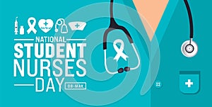 Student Nurses Day background template. nurse dress, medical instrument, medicine, Medical and health care concept