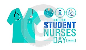 Student Nurses Day background template. nurse dress, medical instrument, medicine, Medical and health care concept