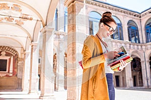 Student in the oldest university in Bologna city