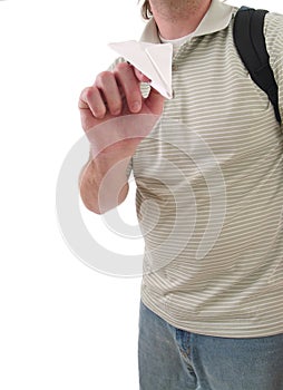 A student with a paper airplane