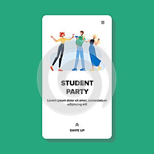 Student Party Happy Friends Drinking Drinks Vector