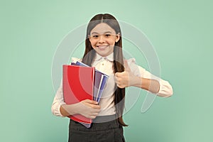 Student school girl isolated portrait. Tenager schoolgirl in school uniform.