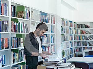 Student in school library