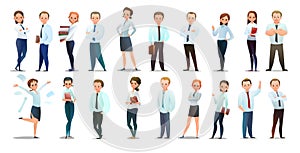 Student set. Young people are learning. Different tempers. Funny cartoon style. object isolated on white background