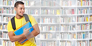 Student showing pointing marketing ad advert library learning banner copyspace copy space young man people