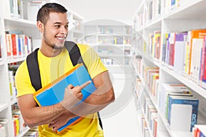 Student showing pointing marketing ad advert library learning copyspace copy space young man people