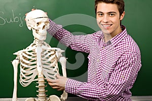 Student with skeleton